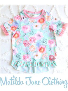 Matilda Jane | NWOT Riding the Waves Short Sleeve Ruffle Swim Shirt Rash Guard 6